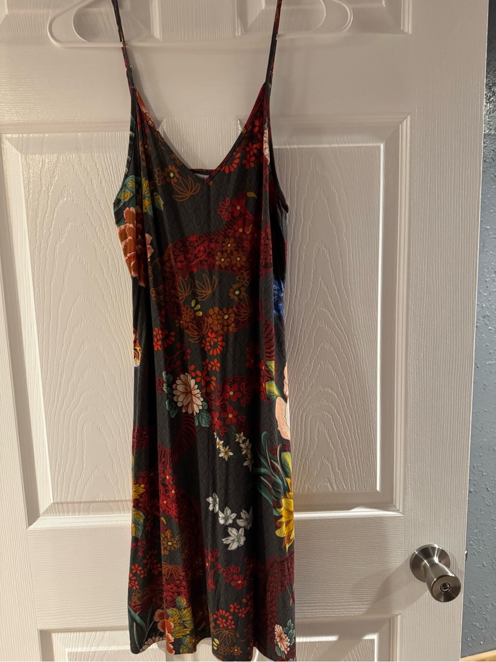 Johnny Was Black Floral Nightgown Midi with Multicolor Blooms